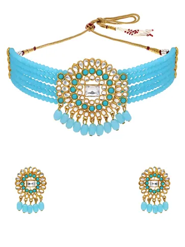 Kundan Choker Necklace Set in Gold finish - PSR89