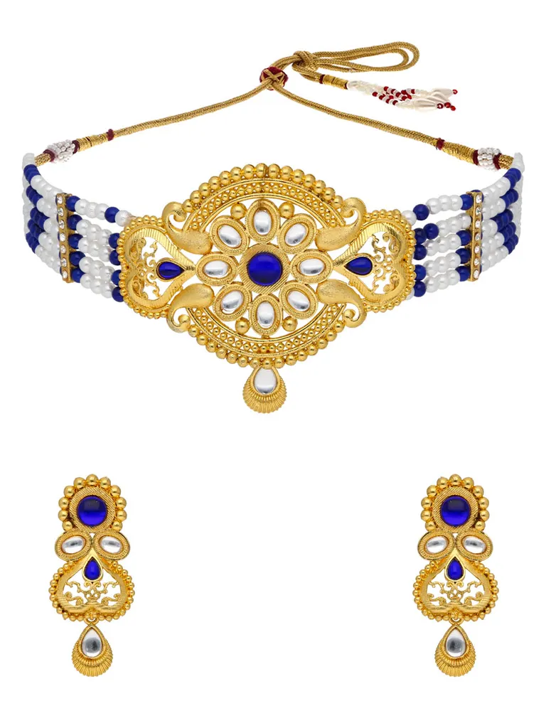 Kundan Choker Necklace Set in Gold finish - PSR101