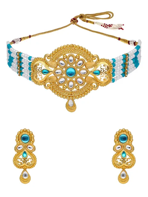 Kundan Choker Necklace Set in Gold finish - PSR102