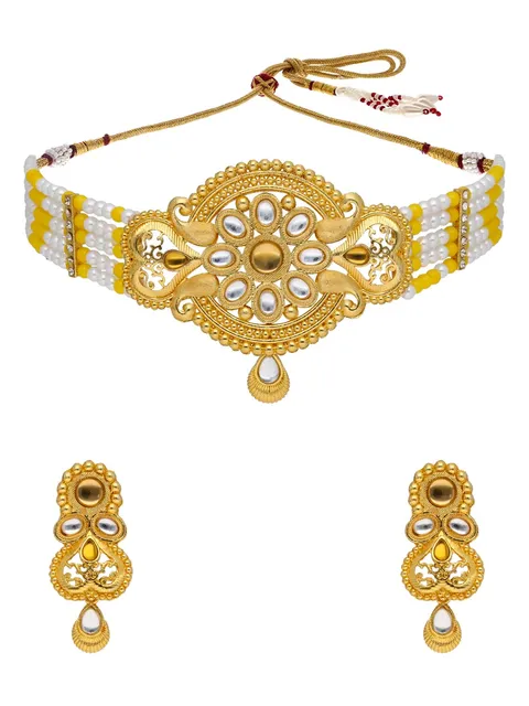 Kundan Choker Necklace Set in Gold finish - PSR104