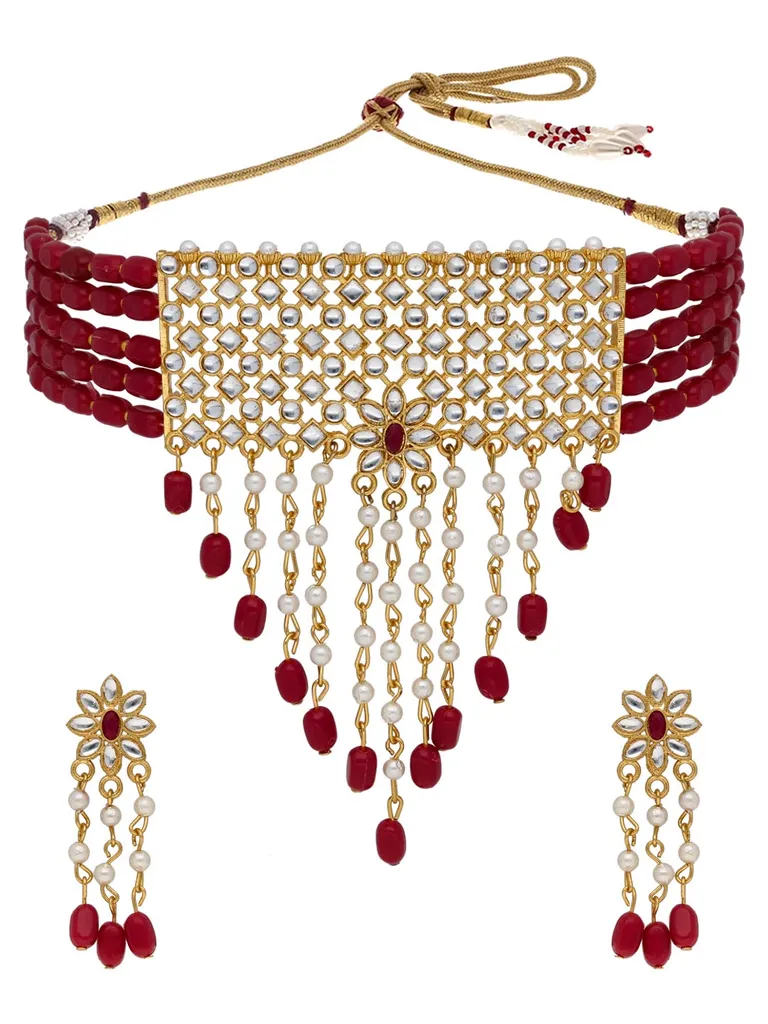 Kundan Choker Necklace Set in Gold finish - PSR108