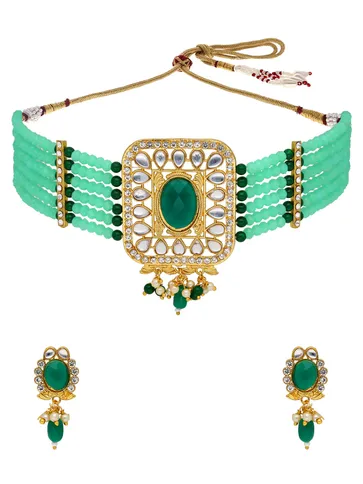 Kundan Choker Necklace Set in Gold finish - PSR113