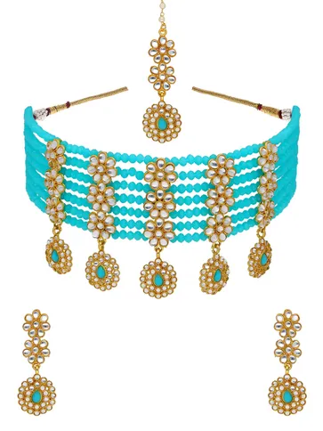 Kundan Choker Necklace Set in Gold finish - PSR119