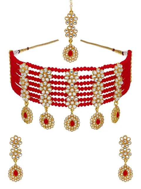 Kundan Choker Necklace Set in Gold finish - PSR121