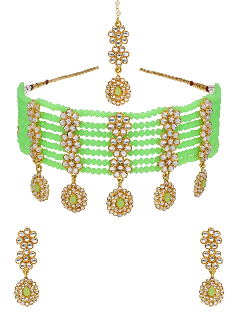 Kundan Choker Necklace Set in Gold finish - PSR123