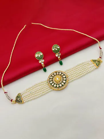 Meenakari Choker Necklace Set in Gold finish - PSR111