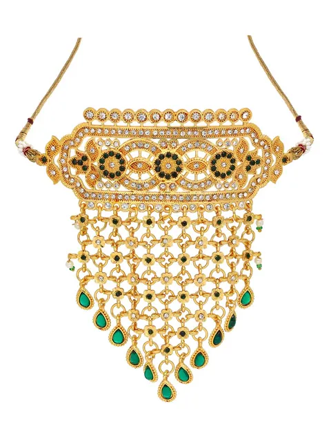 Rajwadi Choker Necklace in Gold finish - PSR165