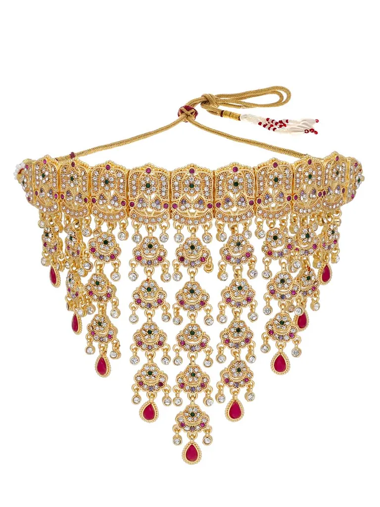 Rajwadi Choker Necklace in Gold finish - PSR172