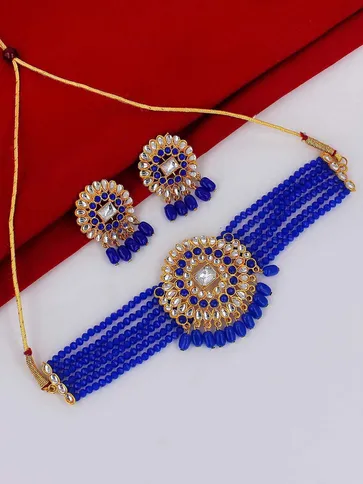 Kundan Choker Necklace Set in Gold finish - PSR87