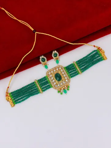 Kundan Choker Necklace Set in Gold finish - PSR112