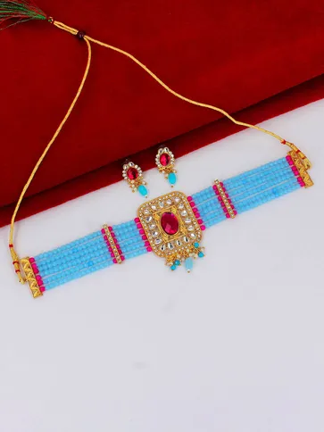 Kundan Choker Necklace Set in Gold finish - PSR114