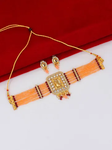 Kundan Choker Necklace Set in Gold finish - PSR115