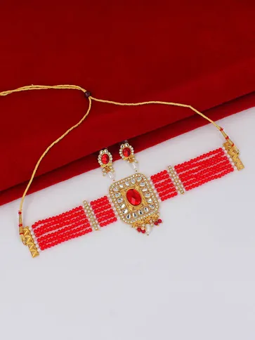 Kundan Choker Necklace Set in Gold finish - PSR118