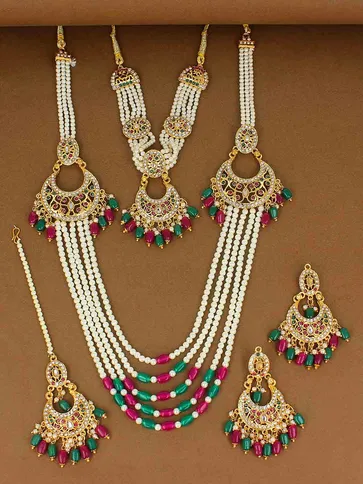 Short Necklace with Long set in Gold finish - PSR251