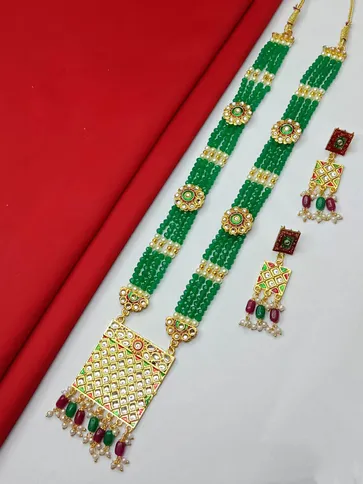 Meenakari Long Necklace Set in Gold finish - PSR254