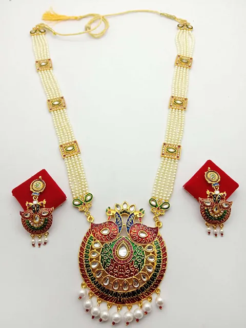 Meenakari Long Necklace Set in Gold finish - PSR257