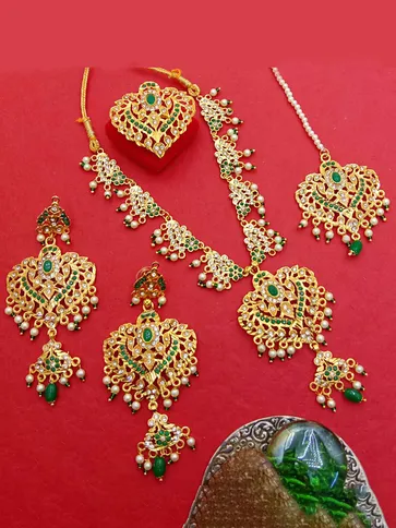 Necklace Set with Finger Ring in Gold finish - PSR281