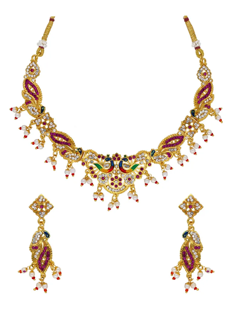 Peacock Necklace Set in Gold finish - PSR288