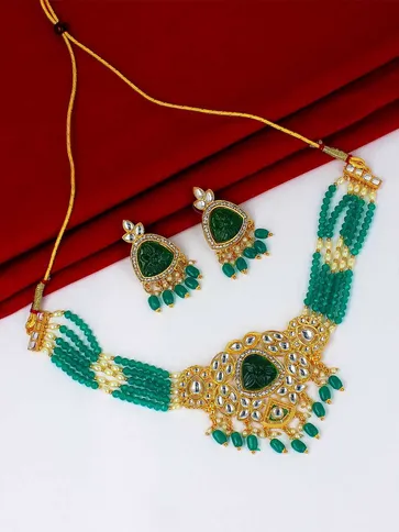 Kundan Choker Necklace Set in Gold finish - PSR292