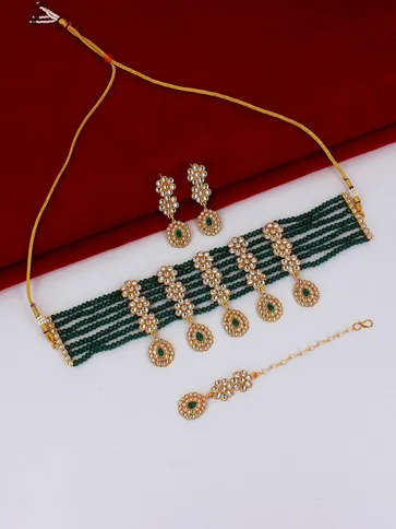Kundan Choker Necklace Set in Gold finish - PSR120