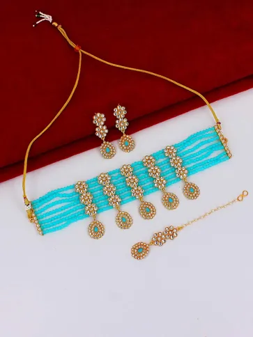 Kundan Choker Necklace Set in Gold finish - PSR119