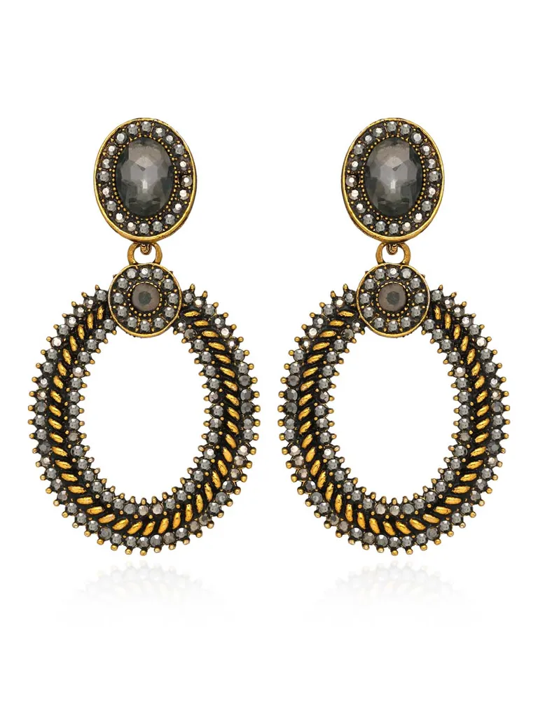 Long Earrings in Oxidised Gold finish - 2726GY