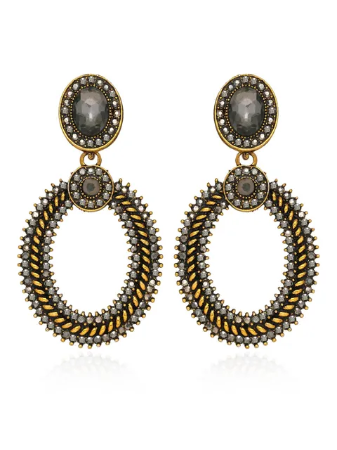 Long Earrings in Oxidised Gold finish - 2726GY