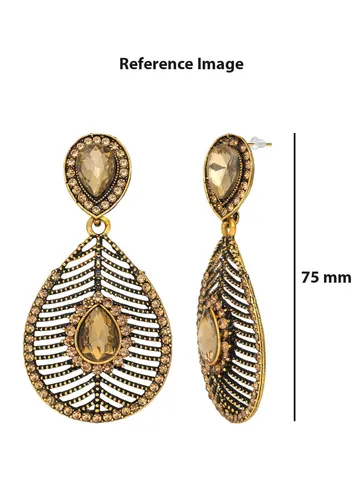 Long Earrings in Oxidised Gold finish - 2727GR