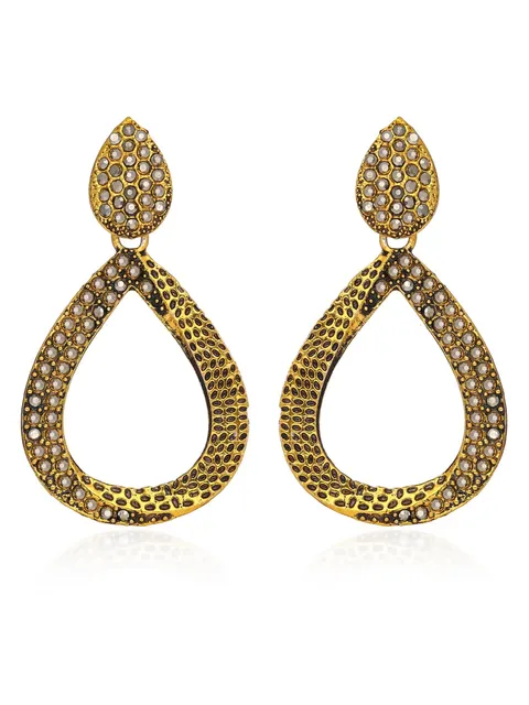 Long Earrings in Oxidised Gold finish - 2738GY