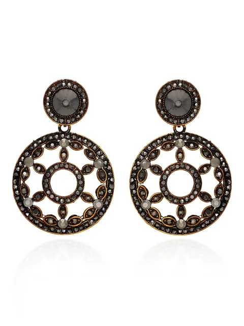 Long Earrings in Oxidised Gold finish - 2718GY
