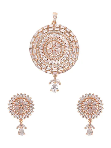 AD / CZ Pendant Set in Rose Gold finish - S35140