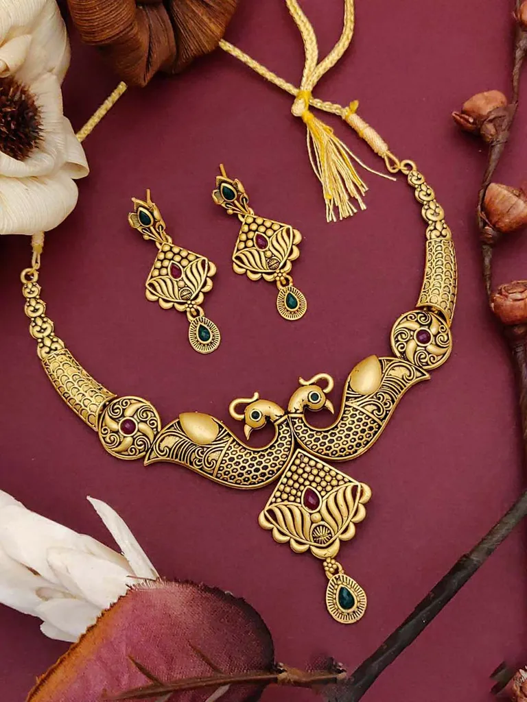Peacock Necklace Set in Gold finish - NCK191