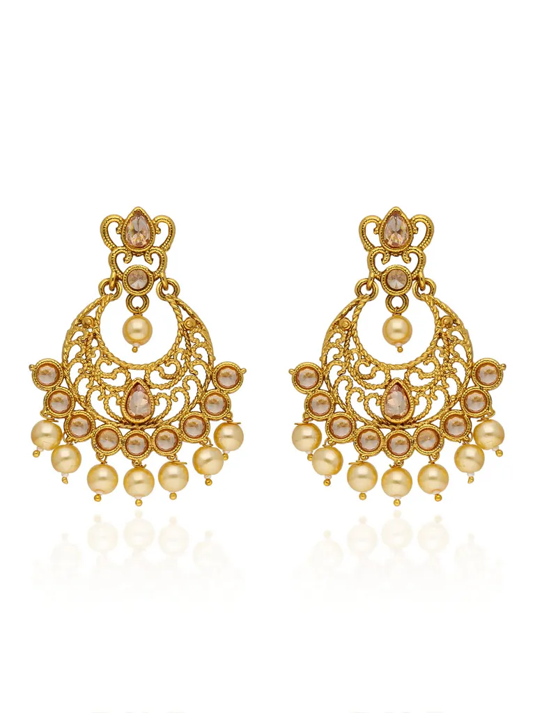 Reverse AD Dangler Earrings in Gold finish - AMN726