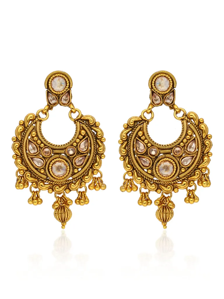 Reverse AD Chandbali Earrings in Gold finish - AMN730