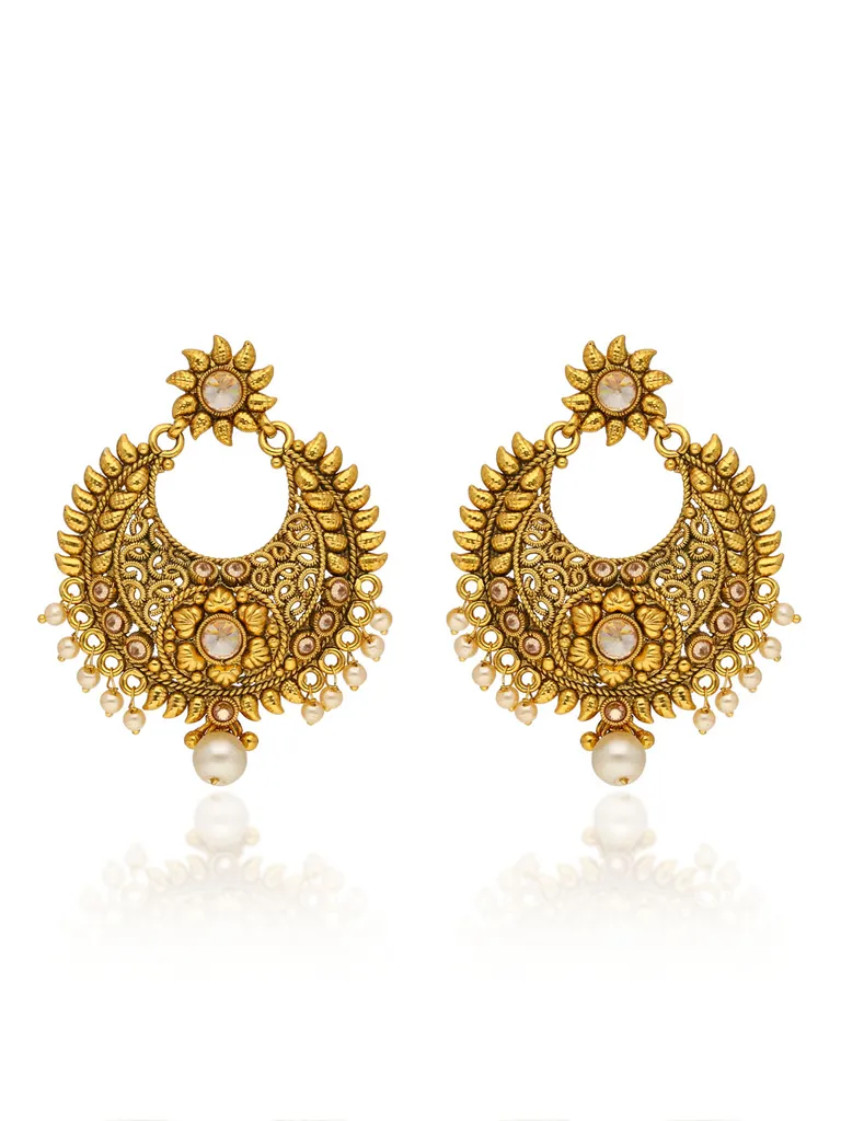 Antique Chandbali Earrings in Gold finish - AMN739