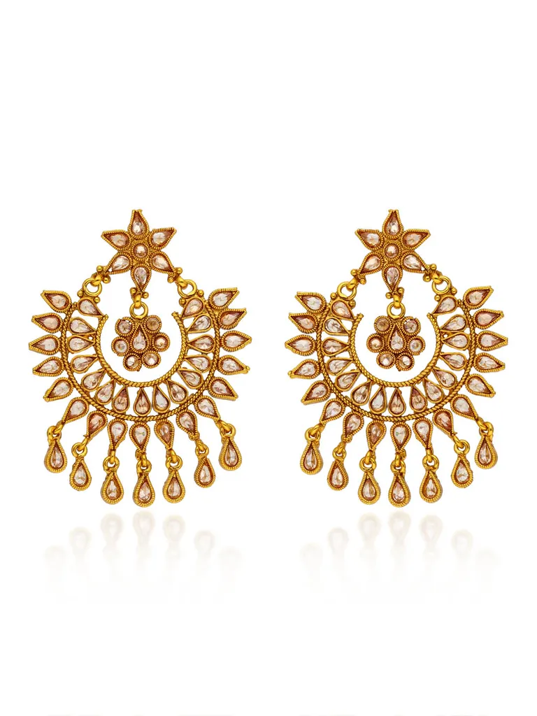 Reverse AD Chandbali Earrings in Gold finish - AMN748