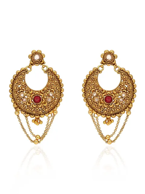 Antique Chandbali Earrings in Gold finish - AMN702