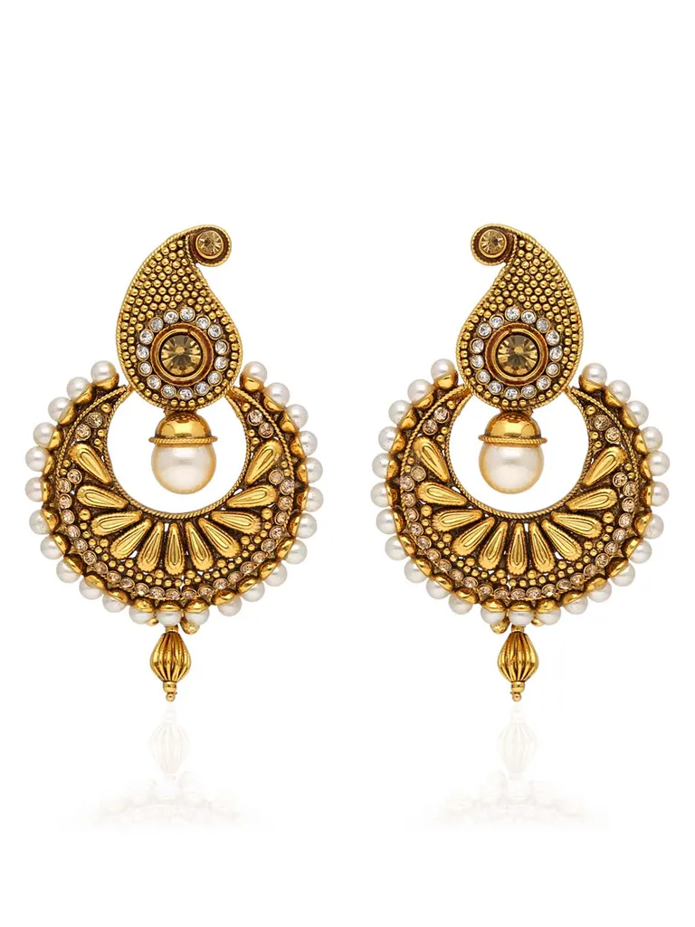 Antique Chandbali Earrings in Gold finish - AMN754