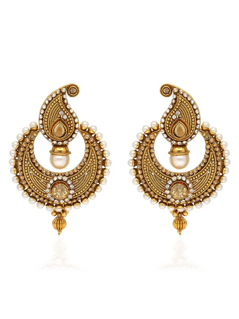Antique Chandbali Earrings in Gold finish - AMN755