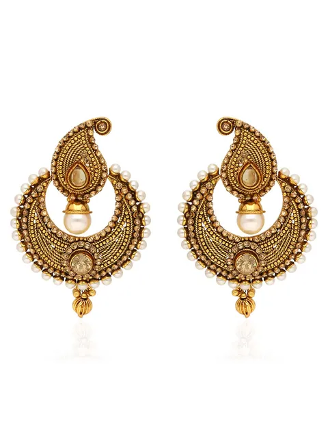 Antique Chandbali Earrings in Gold finish - AMN756