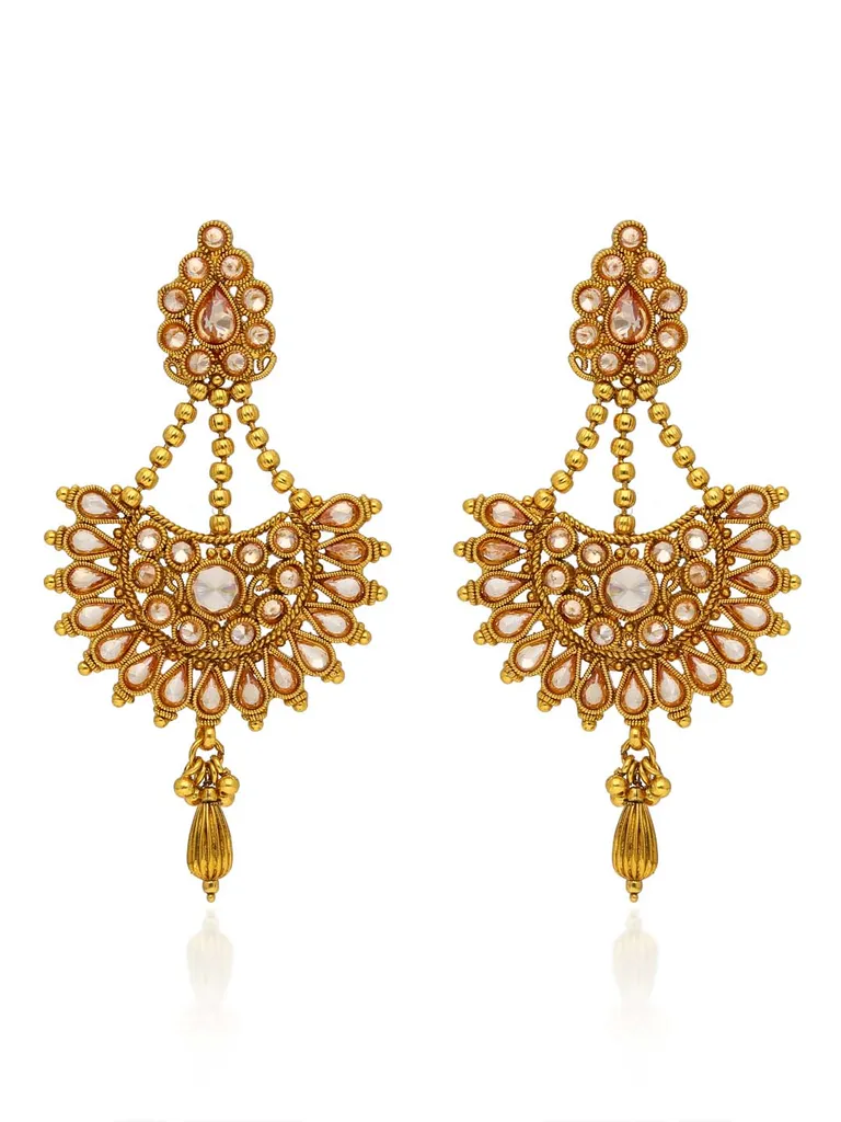Reverse AD Long Earrings in Gold finish - AMN770