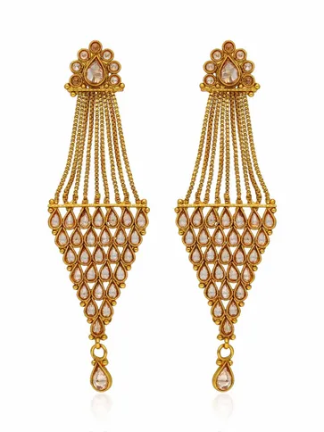 Reverse AD Long Earrings in Gold finish - AMN796