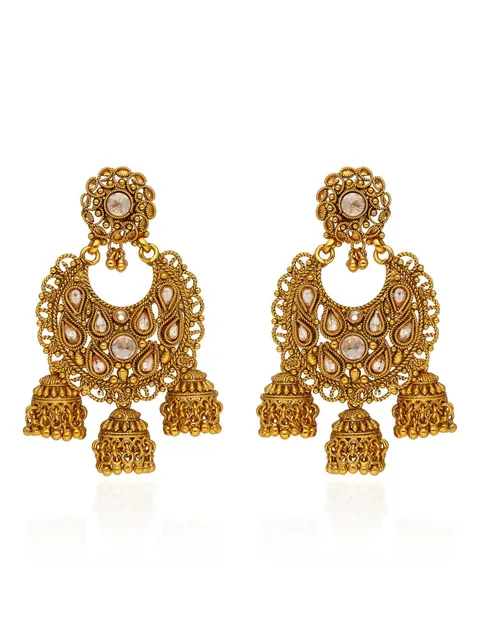 Reverse AD Jhumka Earrings in Gold finish - AMN800