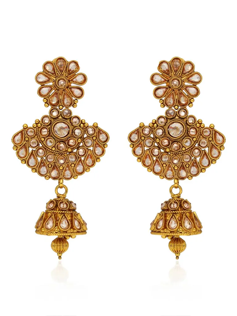 Reverse AD Jhumka Earrings in Gold finish - AMN801