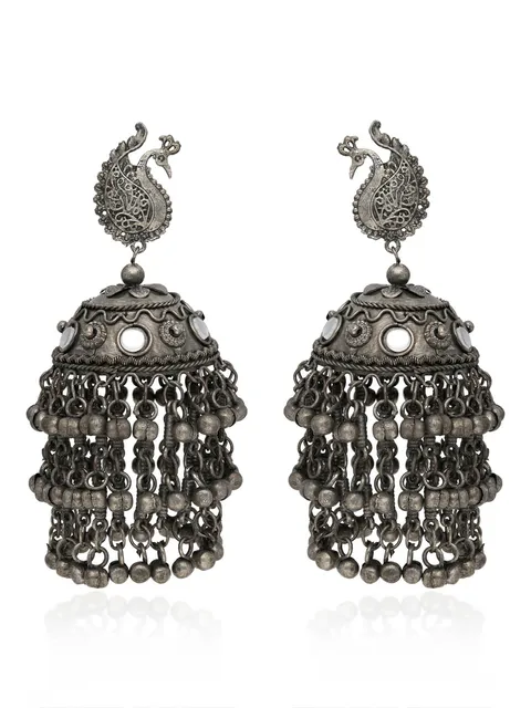 Jhumka Earrings in Oxidised Silver finish - YGI21