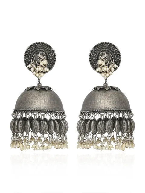 Jhumka Earrings in Oxidised Silver finish - YGI22