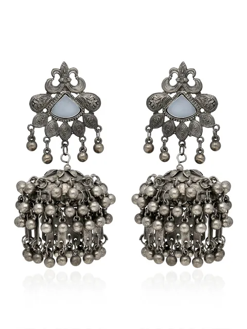 Mirror Jhumka Earrings in Oxidised Silver finish - YGI23