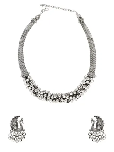 Traditional Necklace Set in Oxidised Silver finish - YGI41