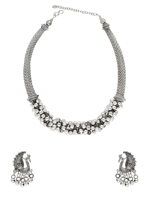 Traditional Necklace Set in Oxidised Silver finish - YGI41