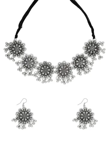 Traditional Necklace Set in Oxidised Silver finish - YGI50